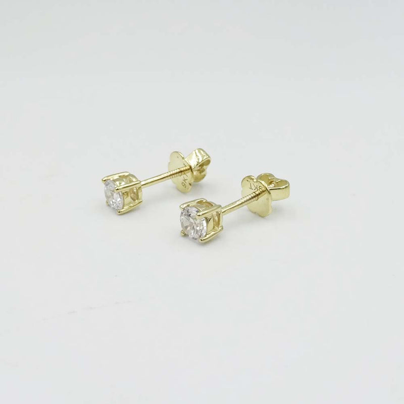 9ct Yellow Gold Round Cut Cubic Zirconia Claw Set Stud Earrings