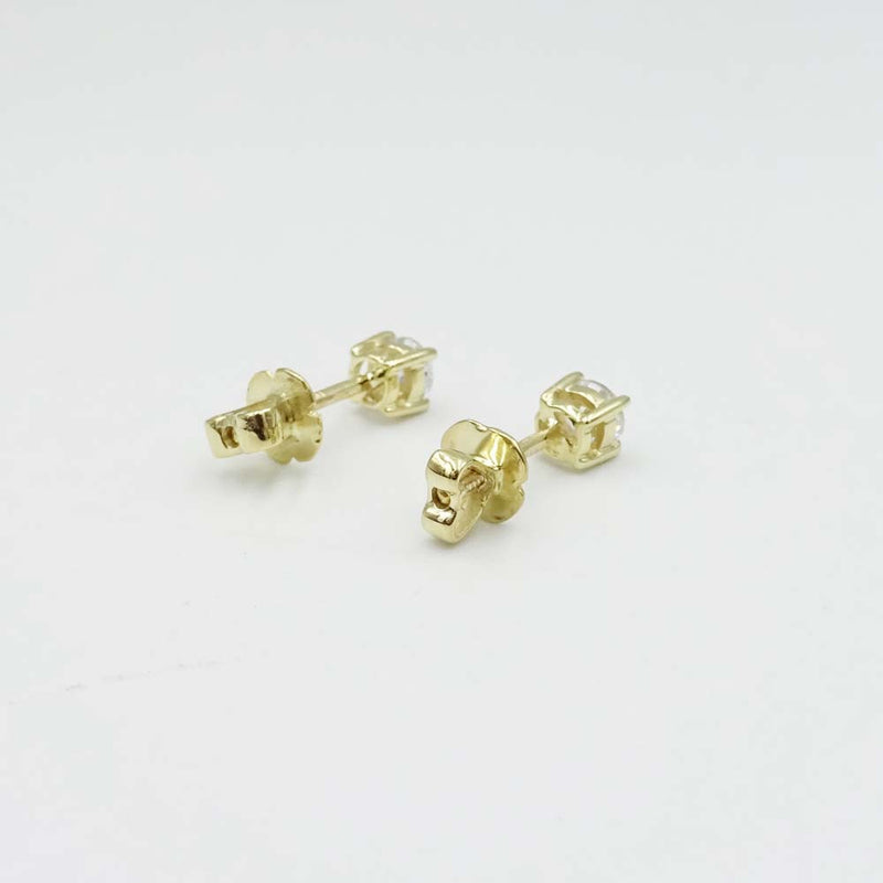 9ct Yellow Gold Round Cut Cubic Zirconia Claw Set Stud Earrings