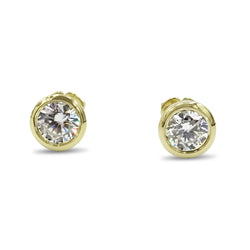 9ct Yellow Gold Round Cut Cubic Zirconia Rubover Stud Earrings