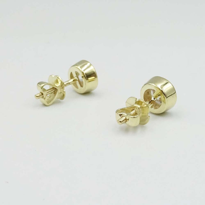 9ct Yellow Gold Round Cut Cubic Zirconia Rubover Stud Earrings