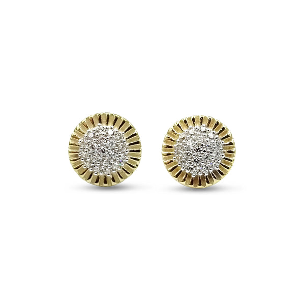 9ct Yellow Gold Round Cluster Cubic Zirconia Stud Earrings