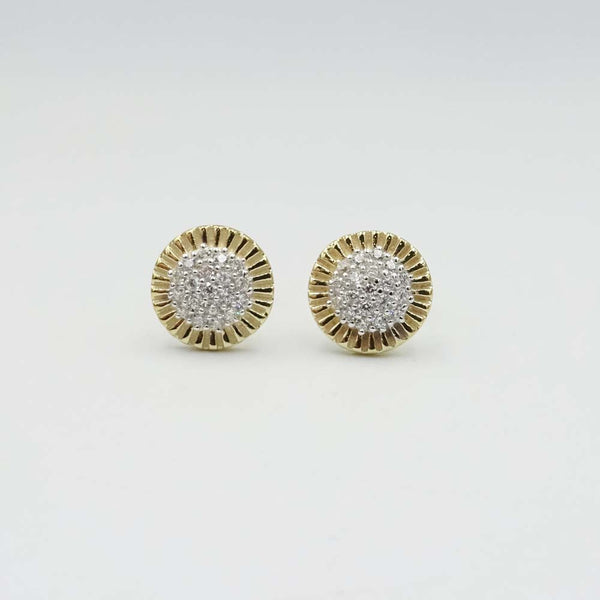 9ct Yellow Gold Round Cluster Cubic Zirconia Stud Earrings