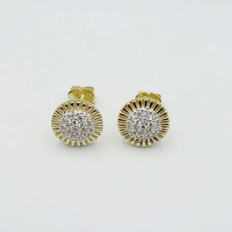 9ct Yellow Gold Round Cluster Cubic Zirconia Stud Earrings