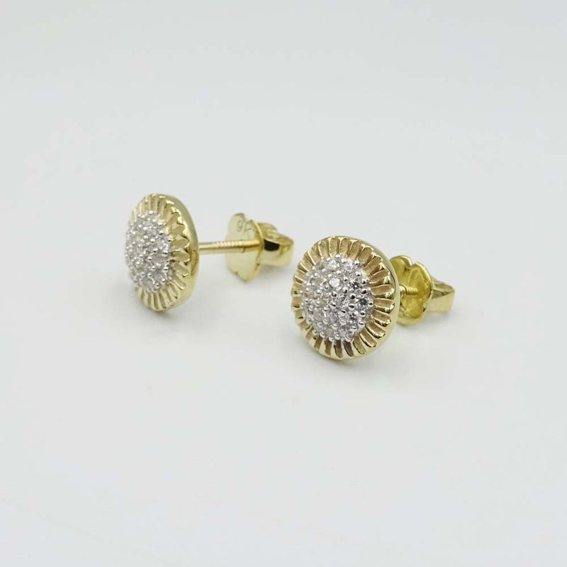 9ct Yellow Gold Round Cluster Cubic Zirconia Stud Earrings