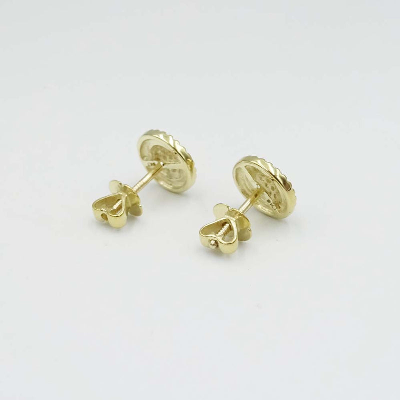 9ct Yellow Gold Round Cluster Cubic Zirconia Stud Earrings