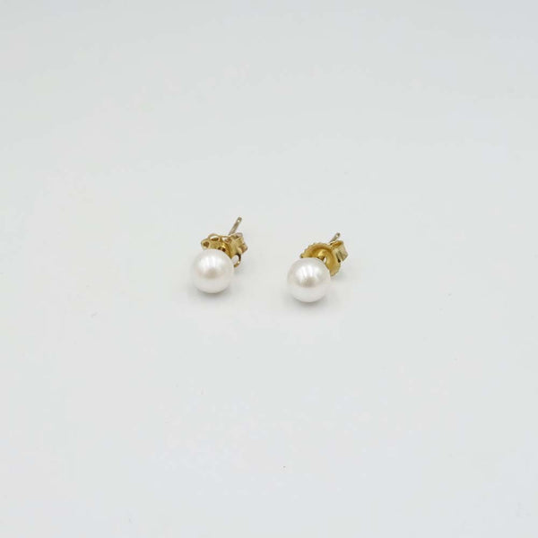 9ct Yellow Gold Pearl Stud Earrings 4mm