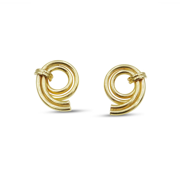9ct Yellow Gold Curved Tubular Stud Earrings 22mm