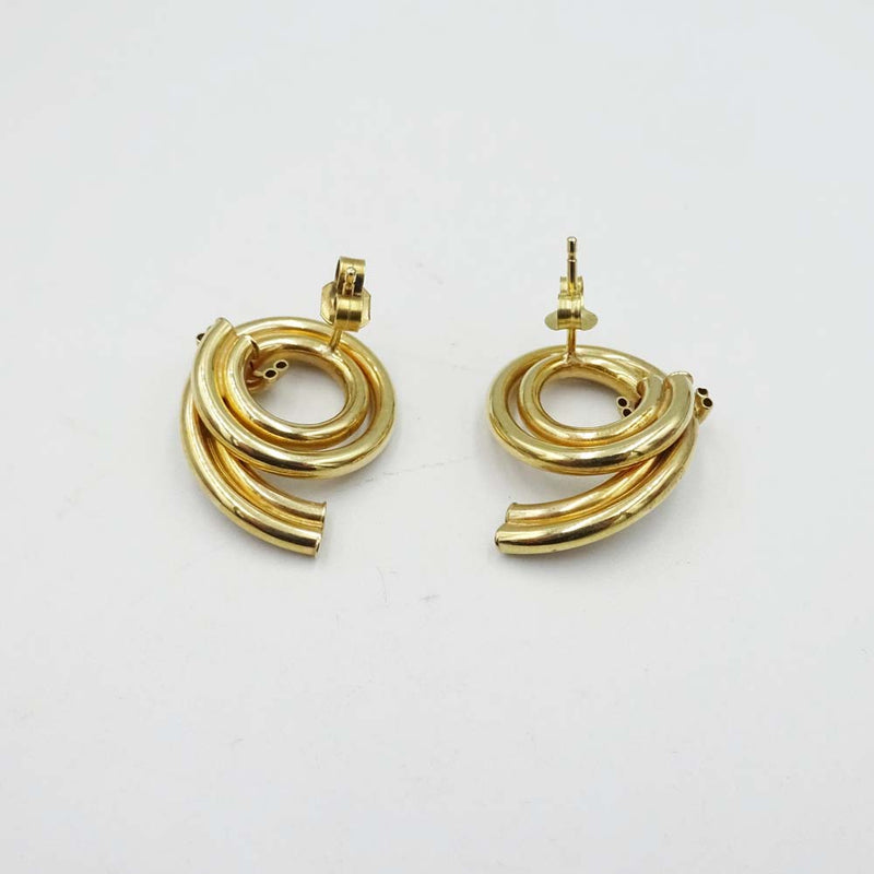 9ct Yellow Gold Curved Tubular Stud Earrings 22mm