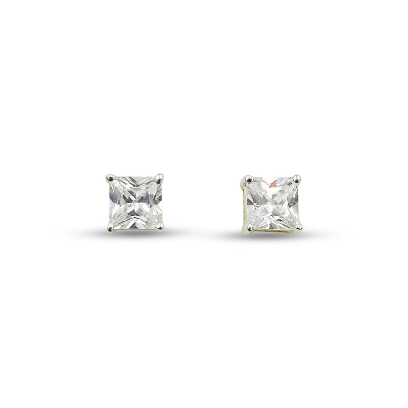 9ct Yellow Gold Cubic Zirconia Square Stud Earrings