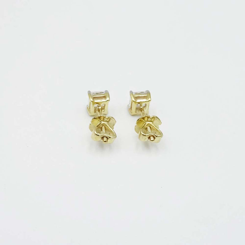 9ct Yellow Gold Cubic Zirconia Square Stud Earrings