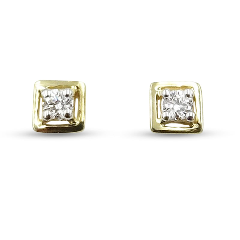 9ct Yellow Gold Cubic Zirconia Square Stud Earrings