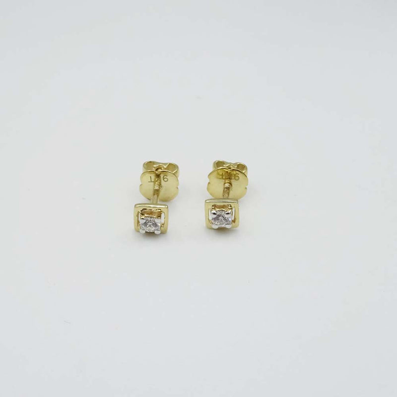 9ct Yellow Gold Cubic Zirconia Square Stud Earrings
