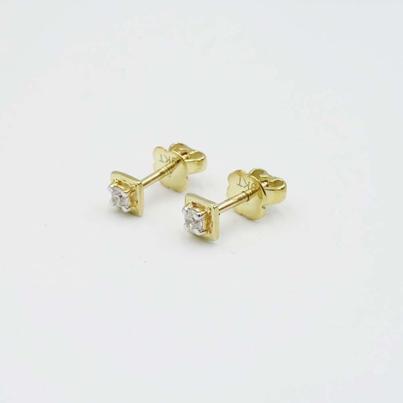 9ct Yellow Gold Cubic Zirconia Square Stud Earrings