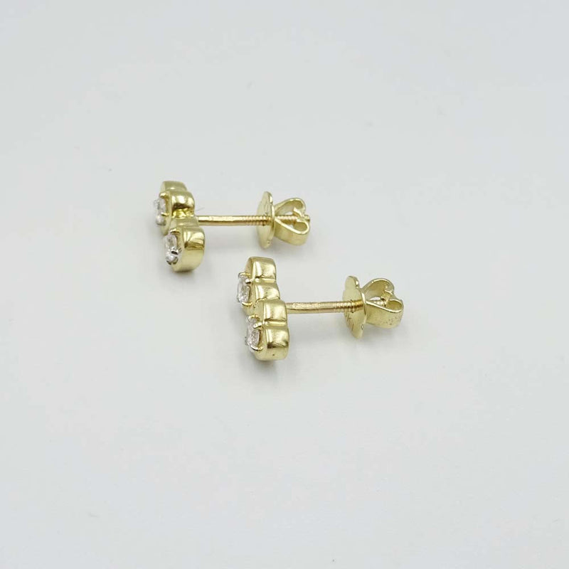 9ct Yellow Gold Cubic Zirconia Double Heart Stud Earrings