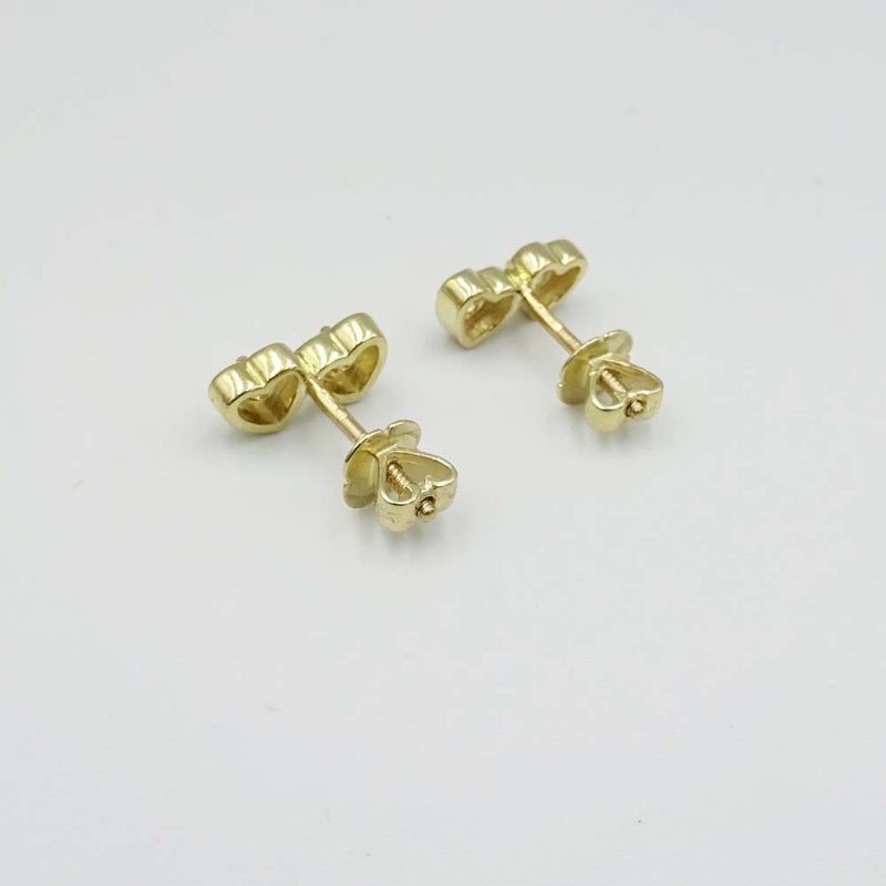 9ct Yellow Gold Cubic Zirconia Double Heart Stud Earrings