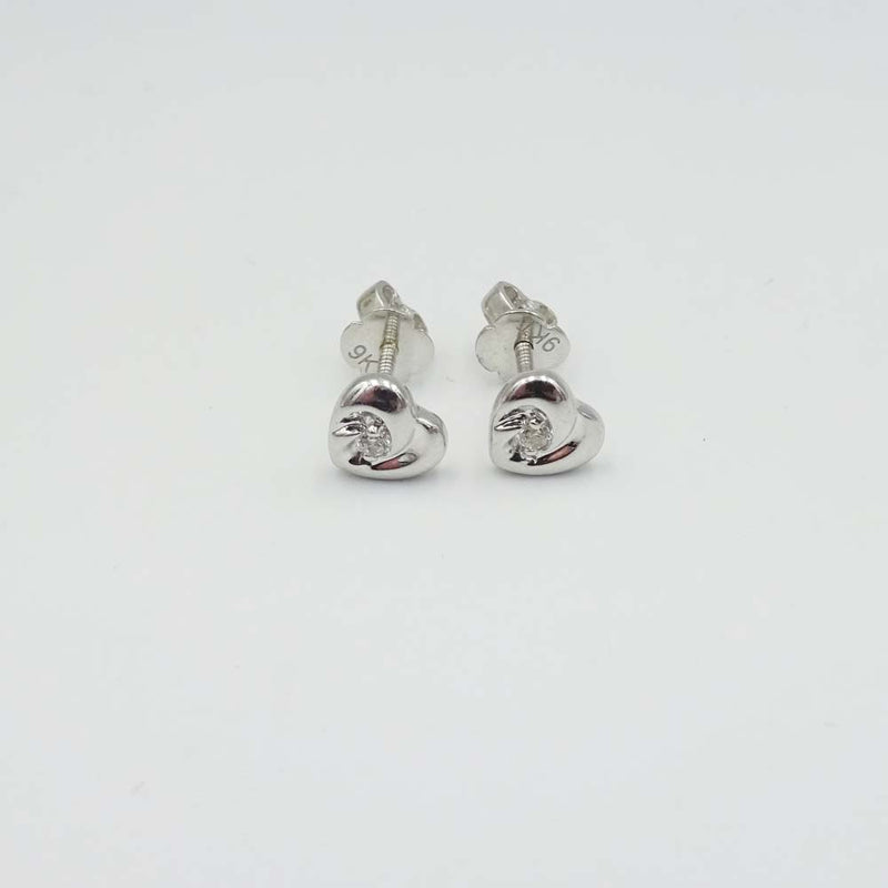 9ct White Gold Cubic Zirconia Heart Stud Earrings