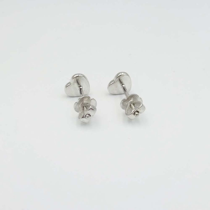 9ct White Gold Cubic Zirconia Heart Stud Earrings