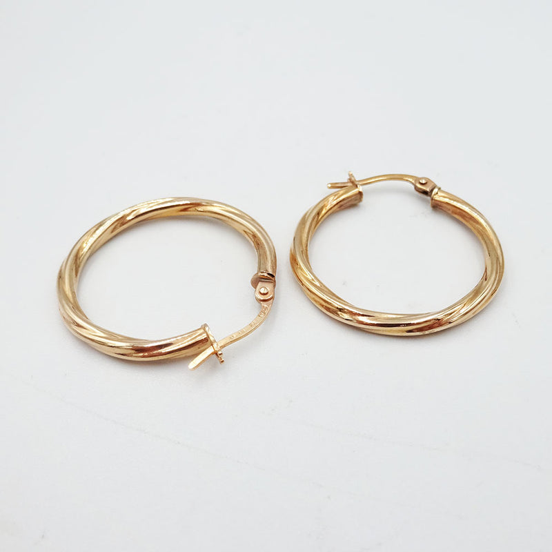 9ct Rose Gold Creole Rope Twist Hoop Earrings - Richard Miles Jewellers