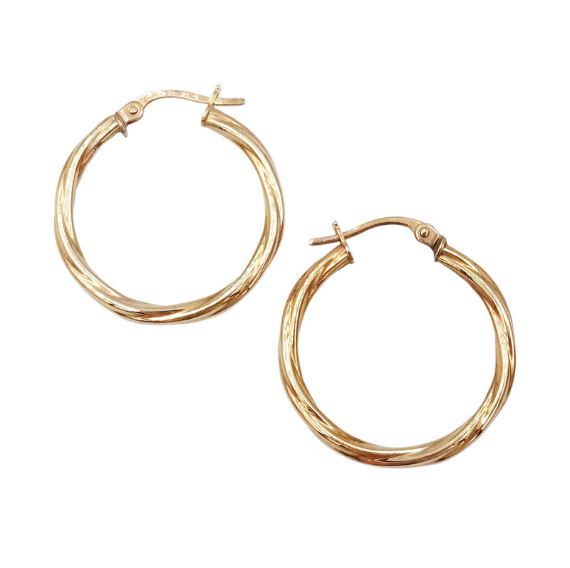 9ct Rose Gold Creole Rope Twist Hoop Earrings - Richard Miles Jewellers