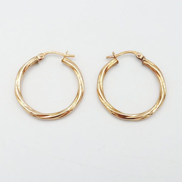 9ct Rose Gold Creole Rope Twist Hoop Earrings - Richard Miles Jewellers