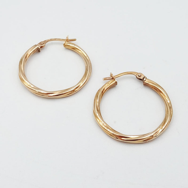 9ct Rose Gold Creole Rope Twist Hoop Earrings - Richard Miles Jewellers
