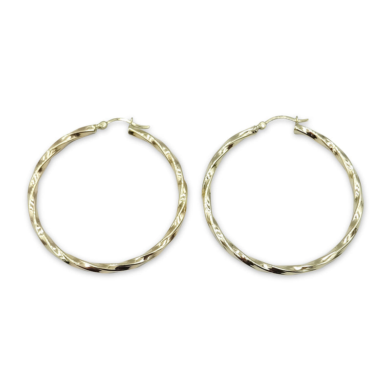 9ct Yellow Gold Twist Hoop Earrings 45mm