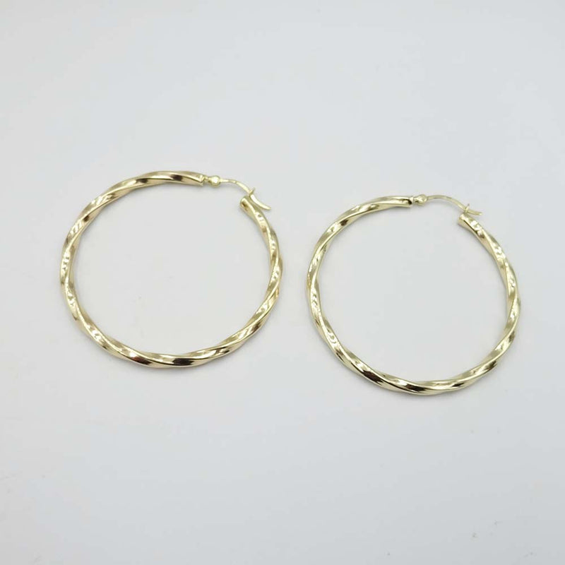 9ct Yellow Gold Twist Hoop Earrings 45mm