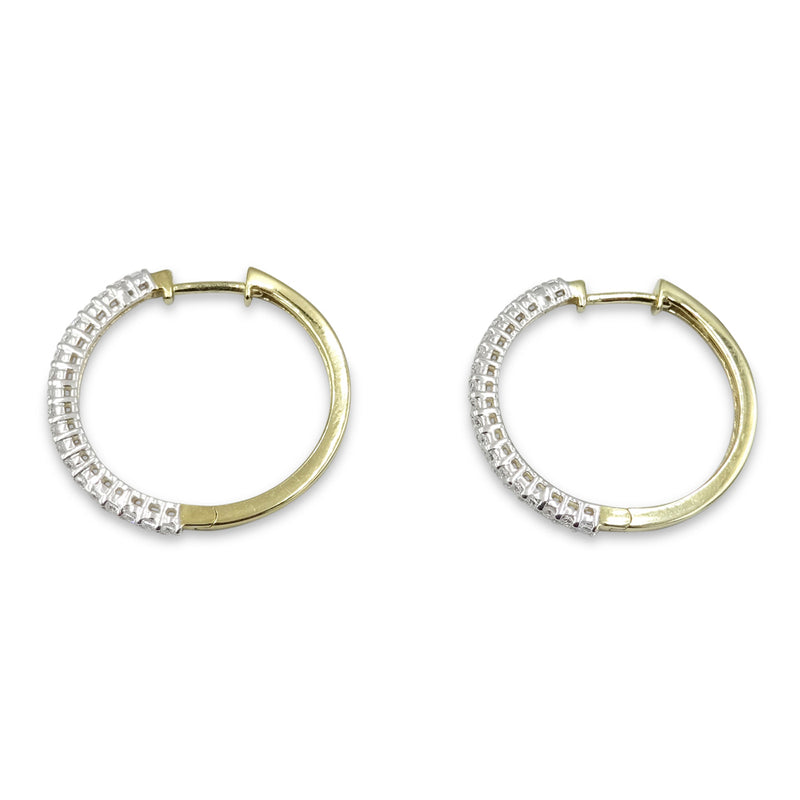 9ct Yellow Gold Cubic Zirconia Hinged Hoop Earrings 20mm