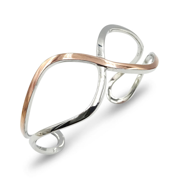 Sterling Silver Crossover Open Back Bangle