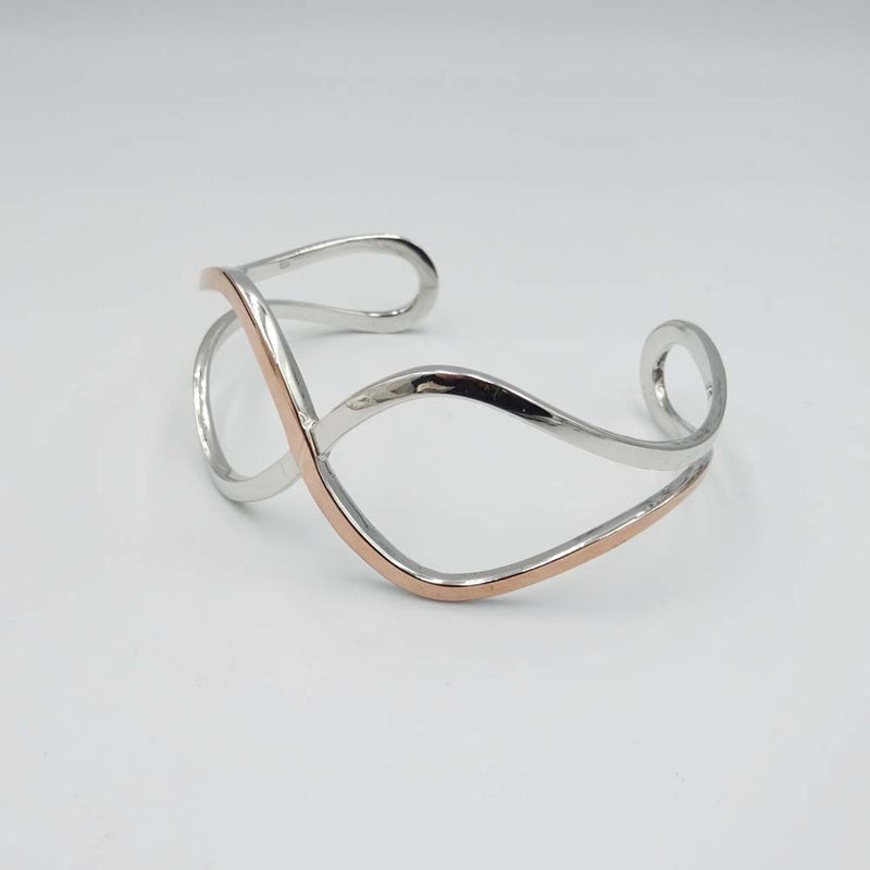 Sterling Silver Crossover Open Back Bangle