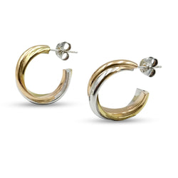 Silver Gold Plated Russian Style Stud Hoop Earrings 20mm