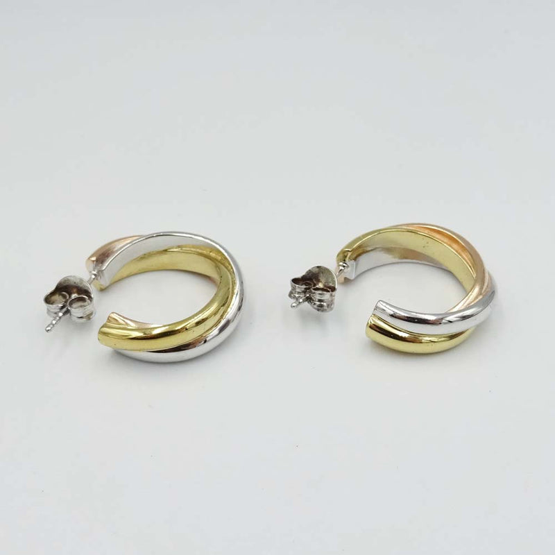 Silver Gold Plated Russian Style Stud Hoop Earrings 20mm