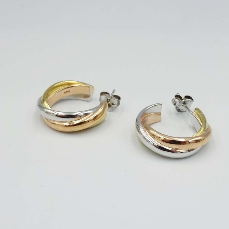 Silver Gold Plated Russian Style Stud Hoop Earrings 20mm