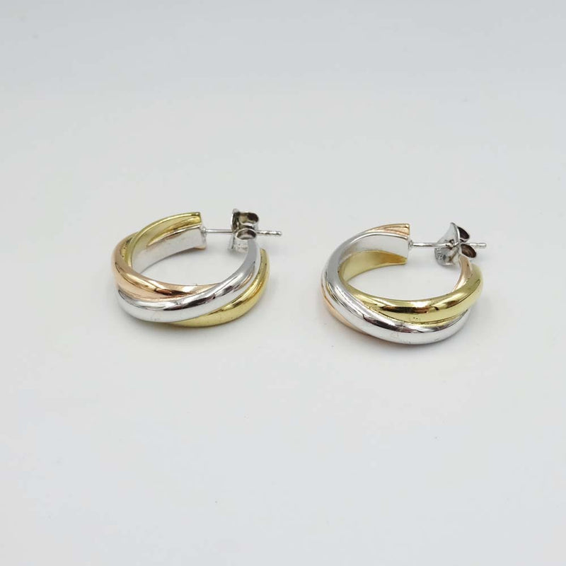 Silver Gold Plated Russian Style Stud Hoop Earrings 20mm