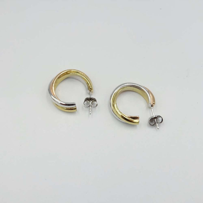 Silver Gold Plated Russian Style Stud Hoop Earrings 20mm