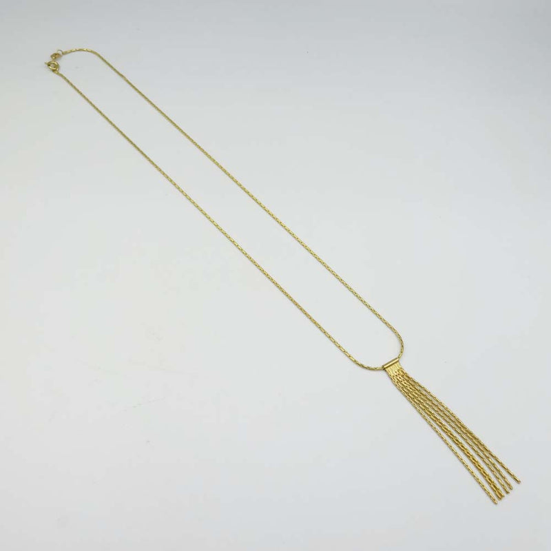 9ct Yellow Gold Fringe Pendant & Fine Chain 16"