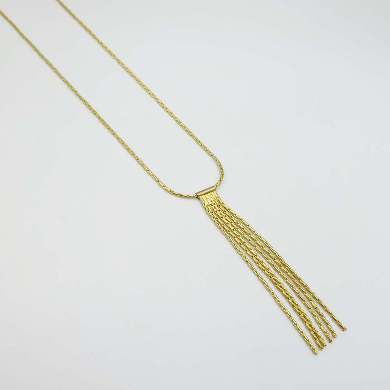 9ct Yellow Gold Fringe Pendant & Fine Chain 16"