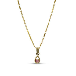 9ct Yellow Gold Pink Sapphire Pendant Necklace 18"