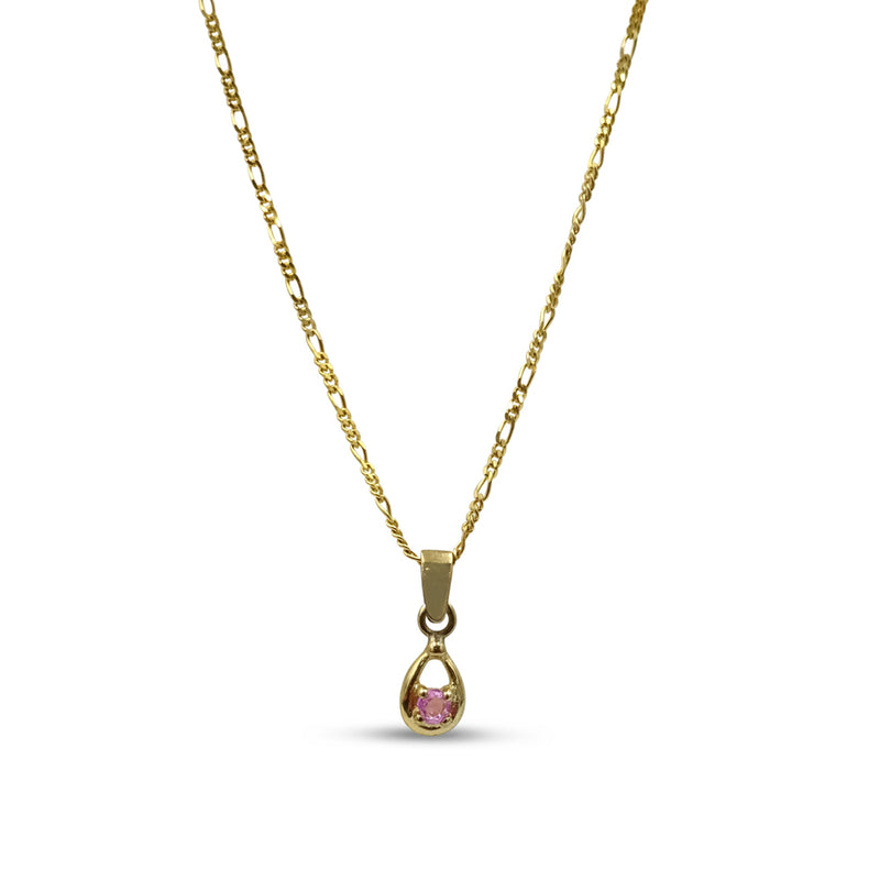 9ct Yellow Gold Pink Sapphire Pendant Necklace 18"