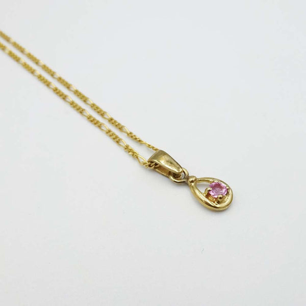9ct Yellow Gold Pink Sapphire Pendant Necklace 18"