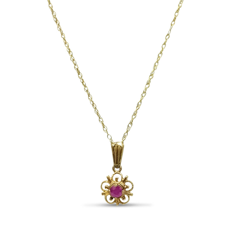 9ct Yellow Gold Ruby Pendant Necklace 16"