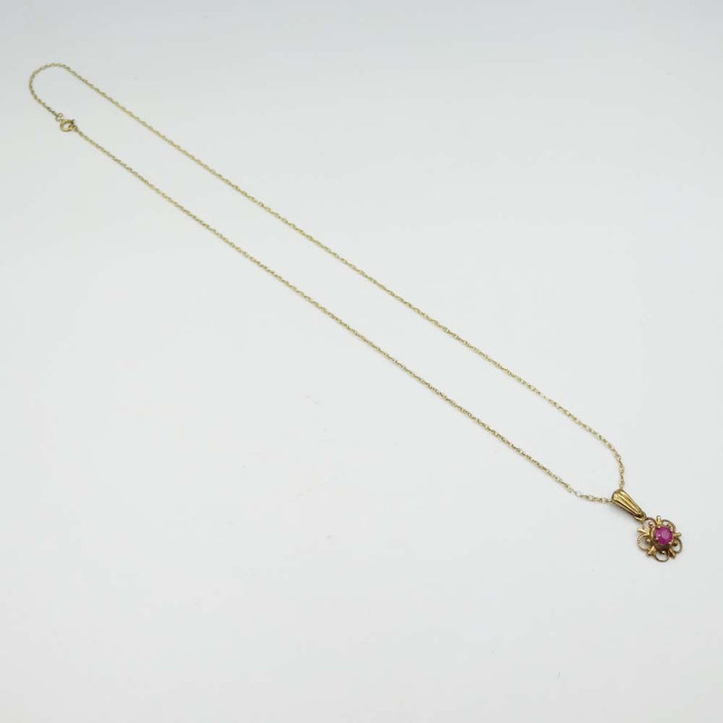 9ct Yellow Gold Ruby Pendant Necklace 16"