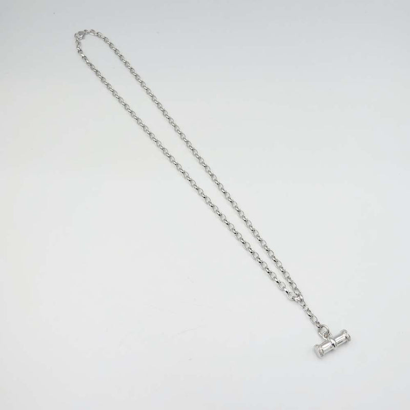 9ct White Gold Chain with Diamond T Bar Pendant 16" 0.14ct