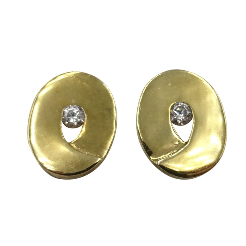 9ct Yellow Gold Oval Shaped Ladies Earrings Set with Cubic Zirconia - Richard Miles Jewellers