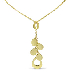 9ct Yellow Gold Layered Teardrop Fine Chain Pendant Necklace 17"