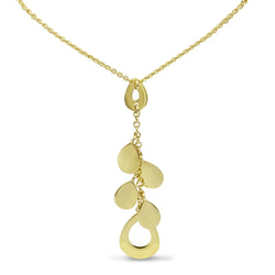 9ct Yellow Gold Layered Teardrop Fine Chain Pendant Necklace 17"