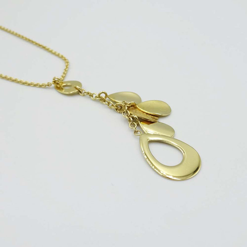 9ct Yellow Gold Layered Teardrop Fine Chain Pendant Necklace 17"