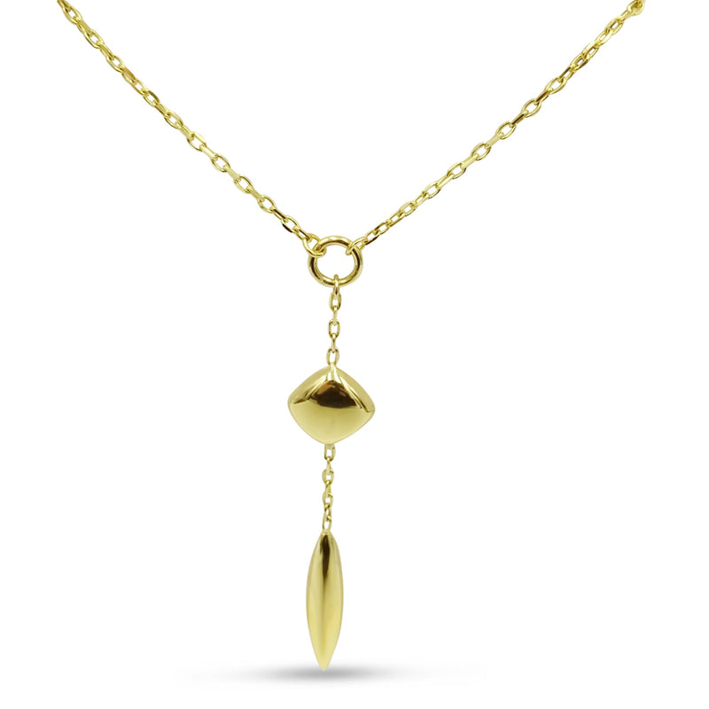 9ct Yellow Gold Geometric Needle Drop Necklace 16"