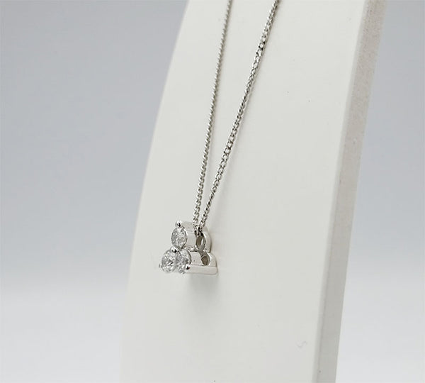 18ct White Gold 0.25ct Diamond Pendant Fine Curb Necklace 17inch 6mm 1.5g - Richard Miles Jewellers