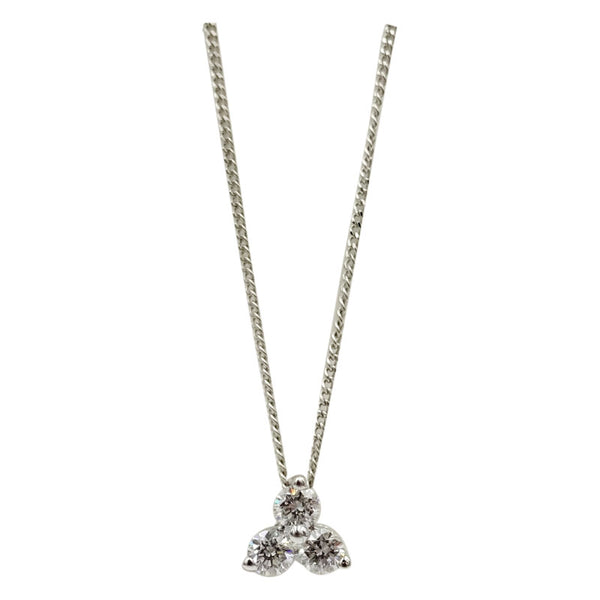 18ct White Gold 0.25ct Diamond Pendant Fine Curb Necklace 17inch 6mm 1.5g - Richard Miles Jewellers